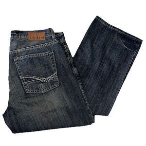 ReCLAIM Loose Straight Denim Jeans Mens 34X (34x36) Blue Jeans Pants Cotton Tall